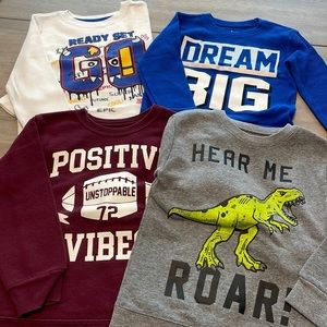 Set of 4 - 2 Thermal Long Sleeve & 2 Sweatshirts Boys size 4-5